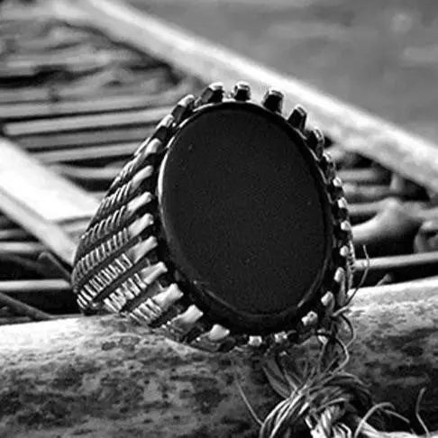 Table Cut Obsidian Stainless Steel Ring