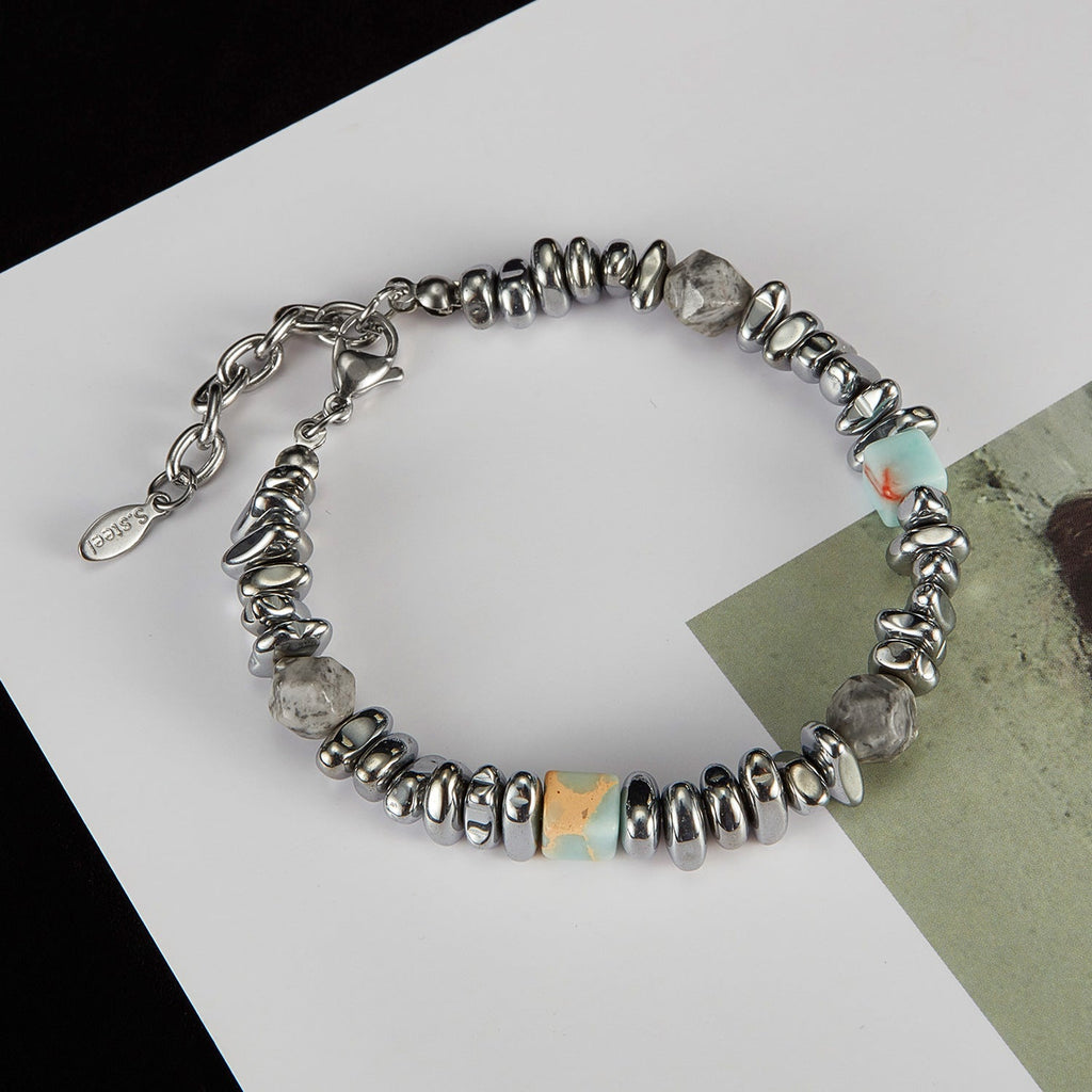 Taihang Stone and Mapstone Inlay Beaded Bracelet