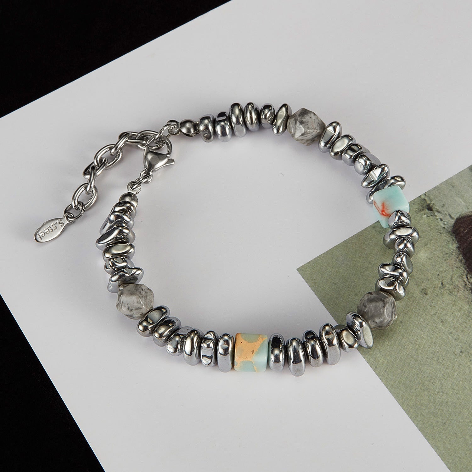 Taihang Stone and Mapstone Inlay Beaded Bracelet