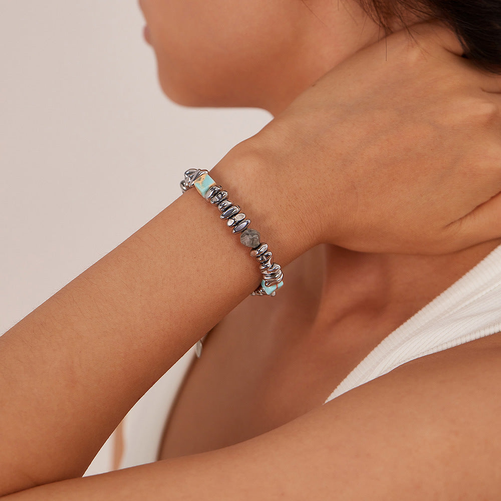 Taihang Stone and Mapstone Inlay Beaded Bracelet