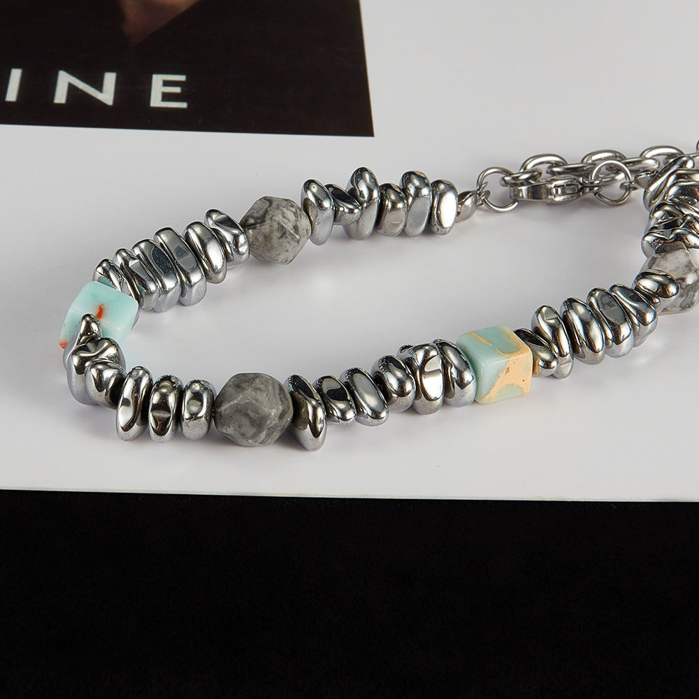 Taihang Stone and Mapstone Inlay Beaded Bracelet