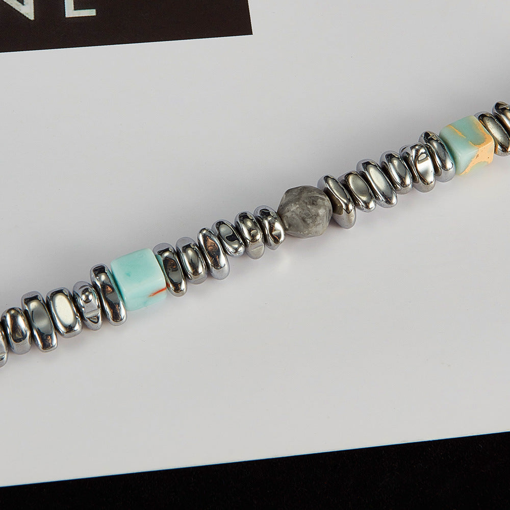 Taihang Stone and Mapstone Inlay Beaded Bracelet