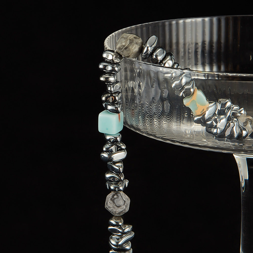 Taihang Stone and Mapstone Inlay Beaded Bracelet
