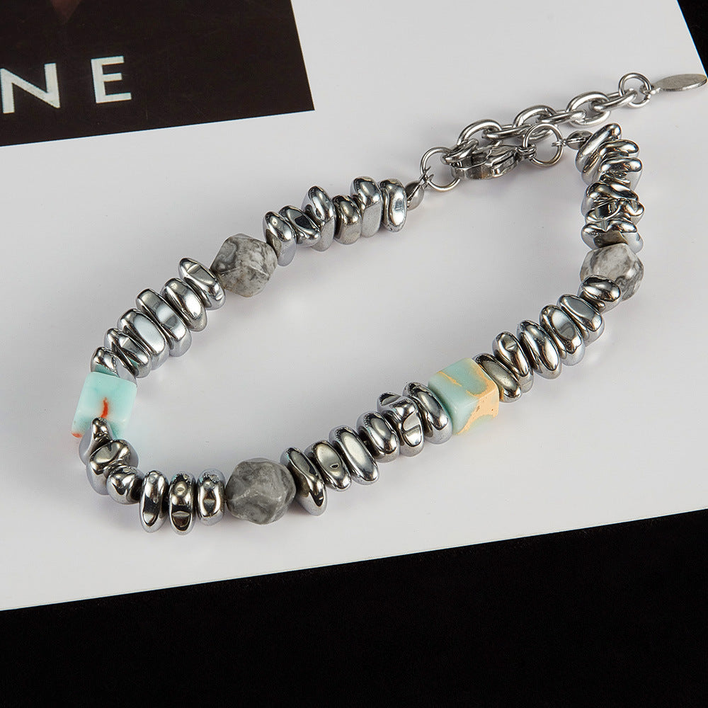 Taihang Stone and Mapstone Inlay Beaded Bracelet