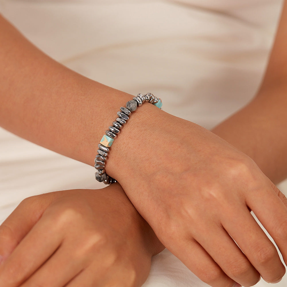 Taihang Stone and Mapstone Inlay Beaded Bracelet