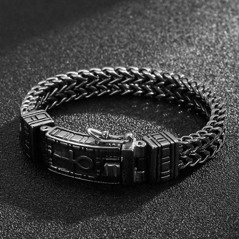 The Ankh Open Box Clasp Stainless Steel Bracelet