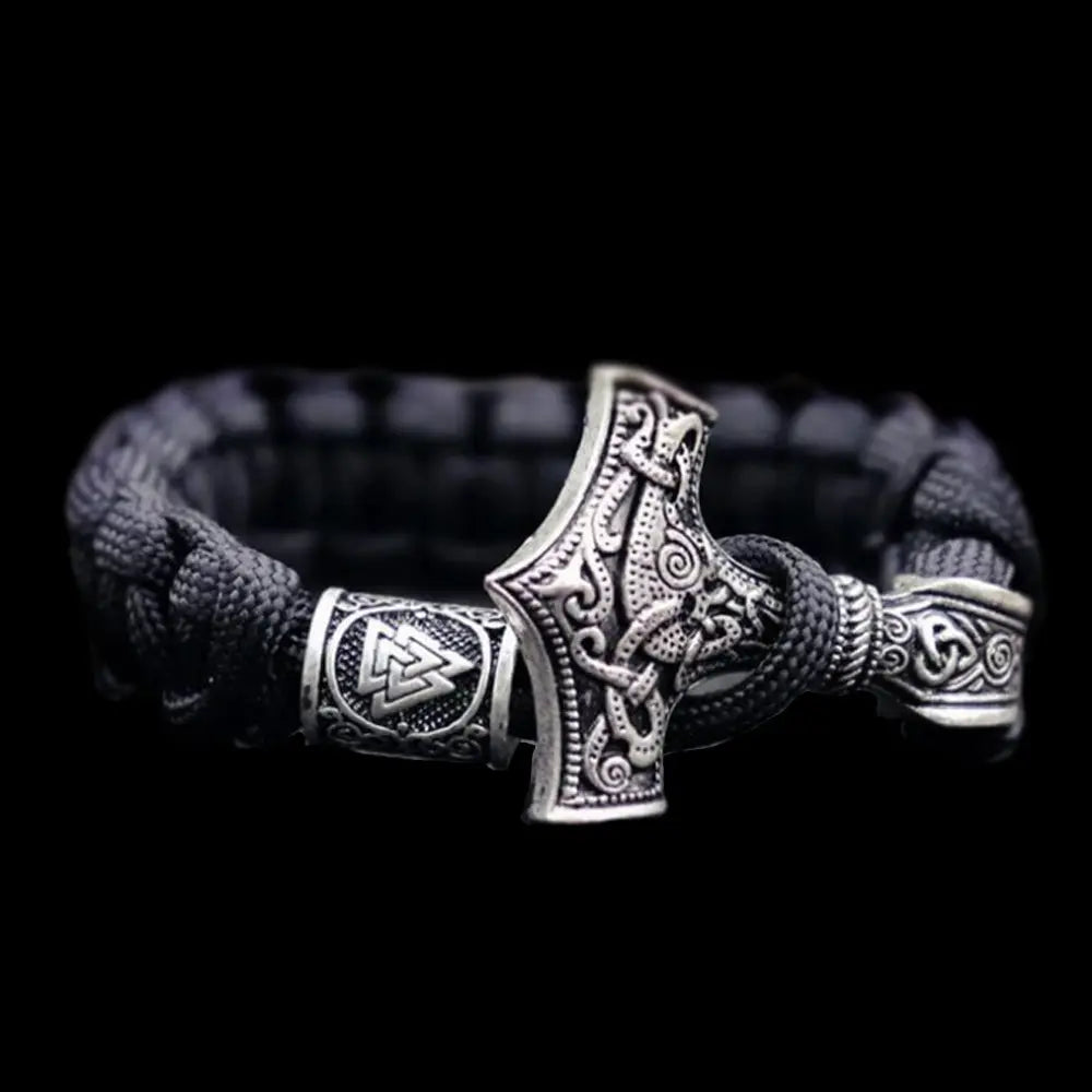Thor's Hammer Braided Rope Viking Bracelet