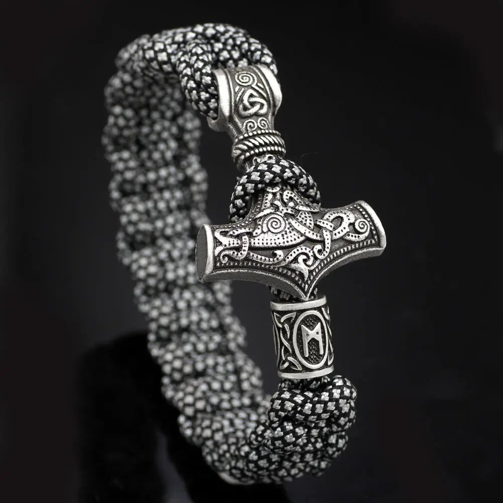 Thor's Hammer Braided Rope Viking Bracelet