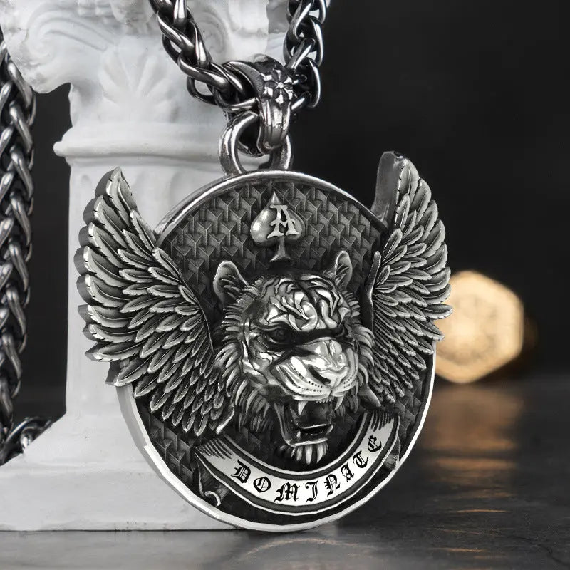 Tiger With Wings Stainless Steel Pendant