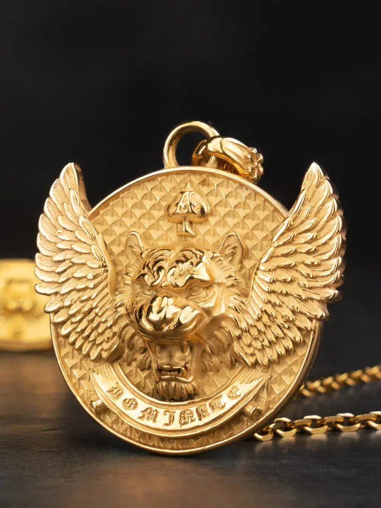 Tiger With Wings Stainless Steel Pendant