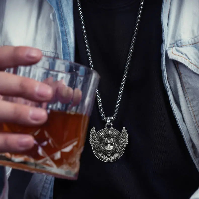 Tiger With Wings Stainless Steel Pendant