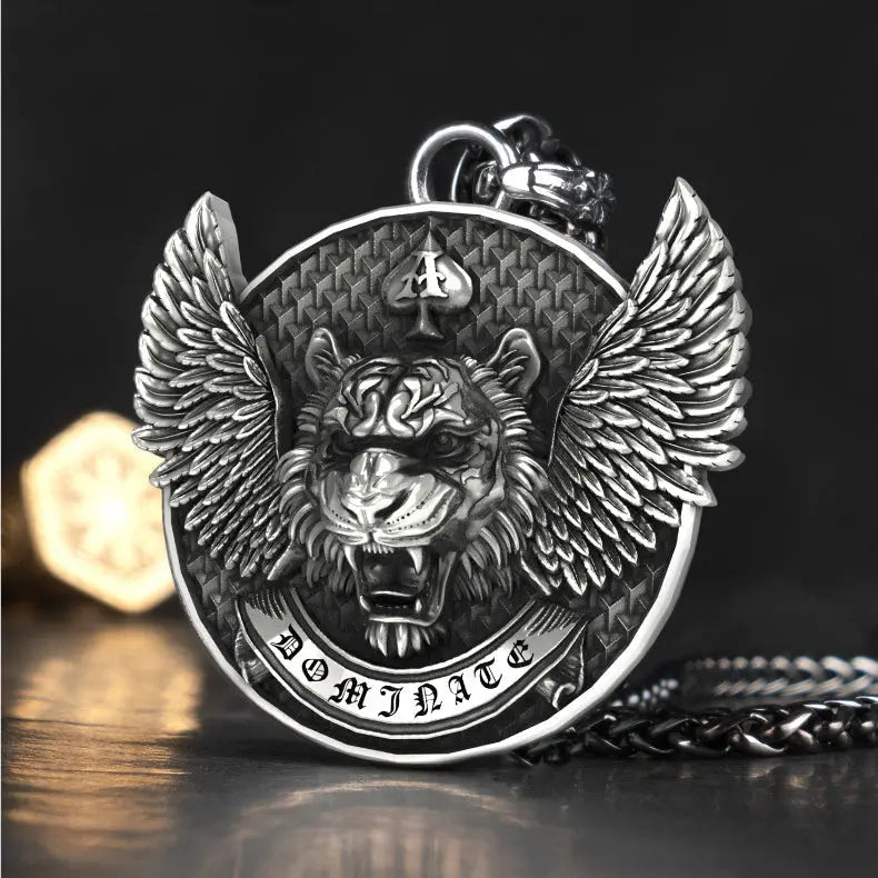 Tiger With Wings Stainless Steel Pendant