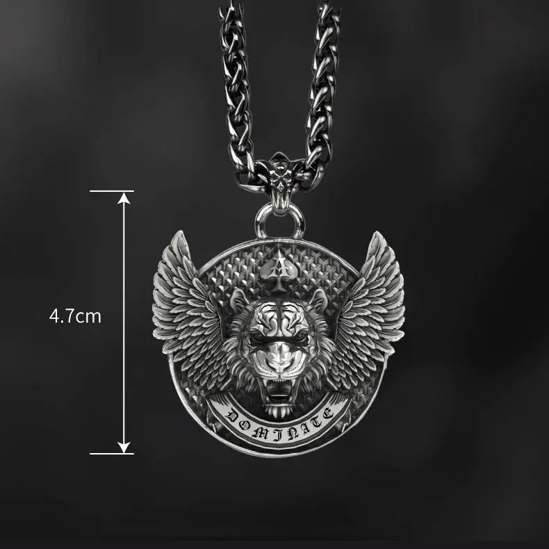 Tiger With Wings Stainless Steel Pendant