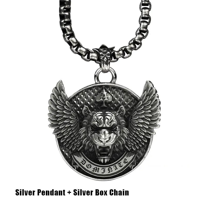 Tiger With Wings Stainless Steel Pendant
