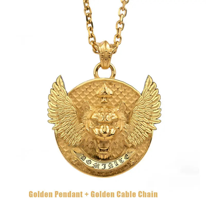Tiger With Wings Stainless Steel Pendant