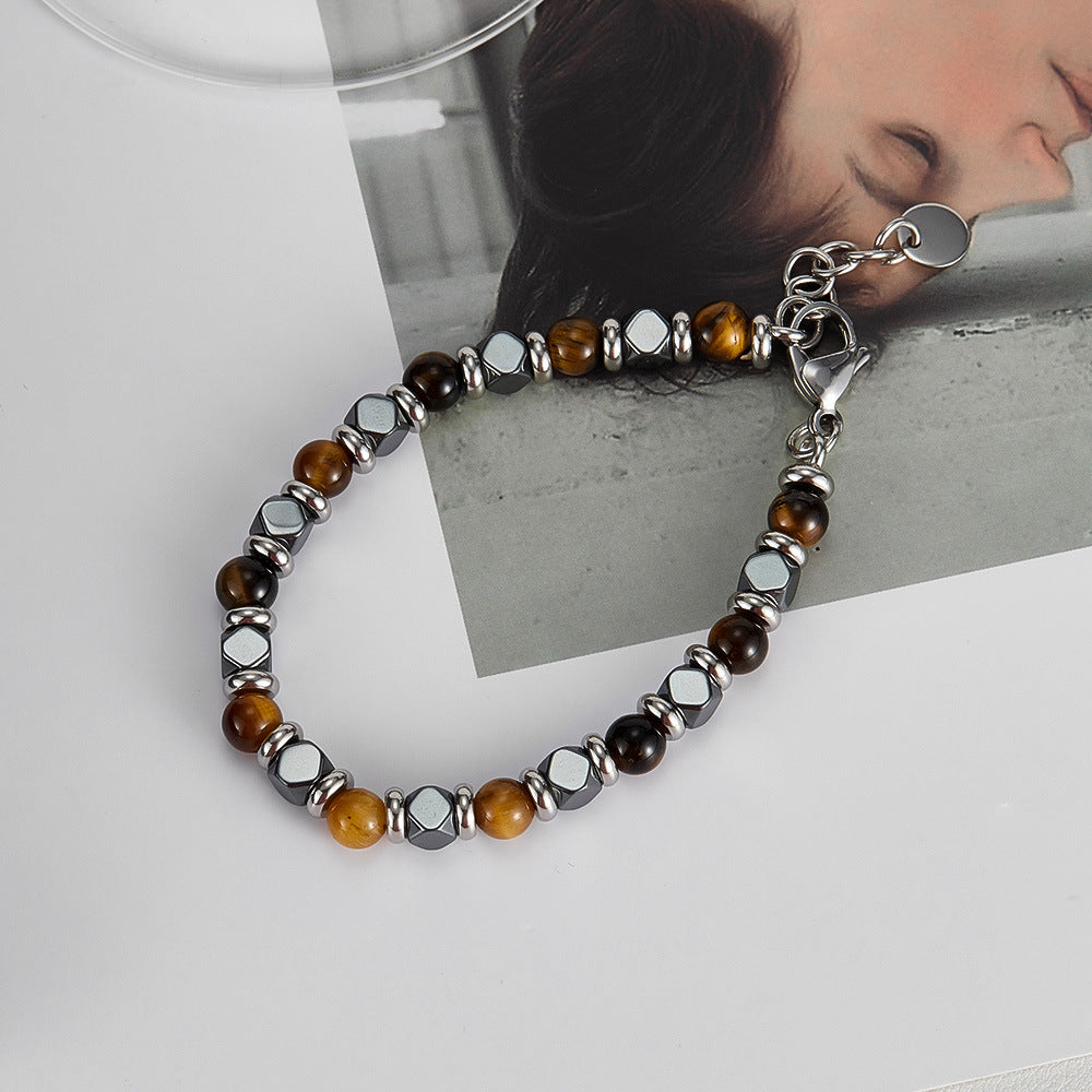 Tiger's Eye Hematite Beaded Bracelet
