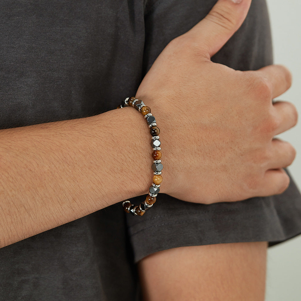 Tiger's Eye Hematite Beaded Bracelet