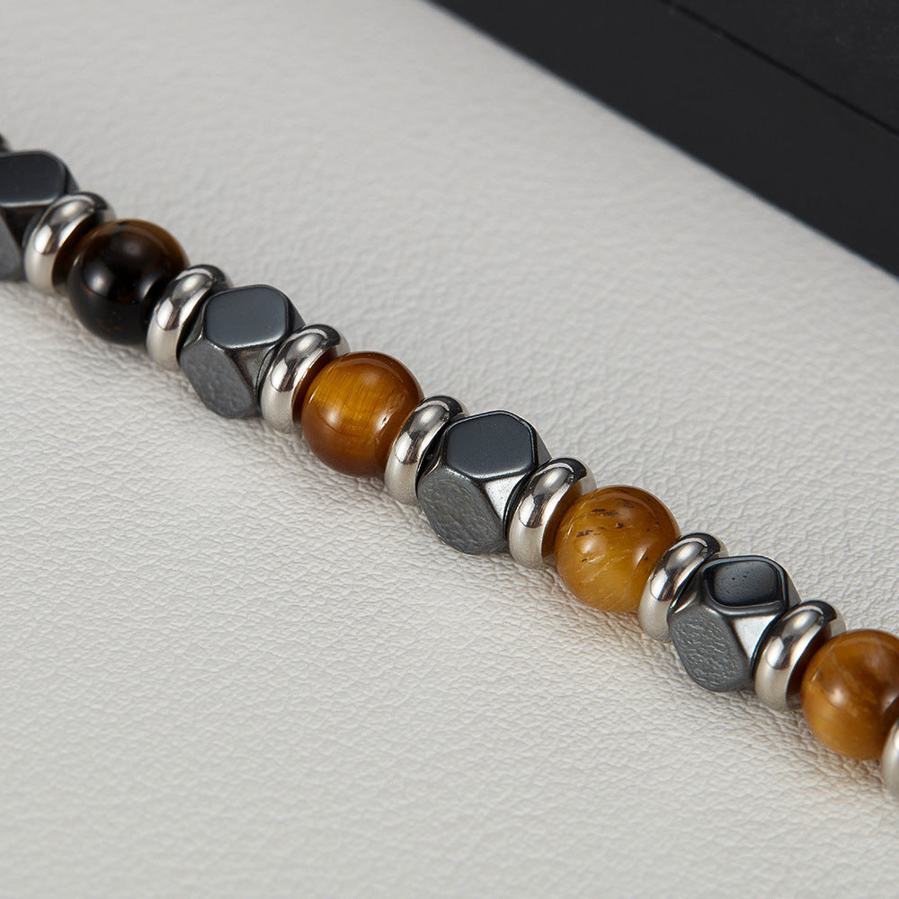 Tiger's Eye Hematite Beaded Bracelet
