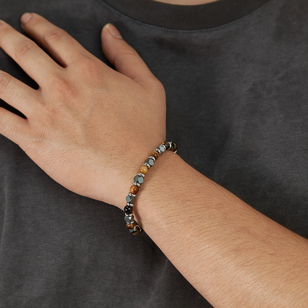 Tiger's Eye Hematite Beaded Bracelet