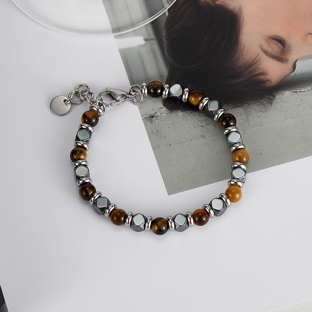 Tiger's Eye Hematite Beaded Bracelet