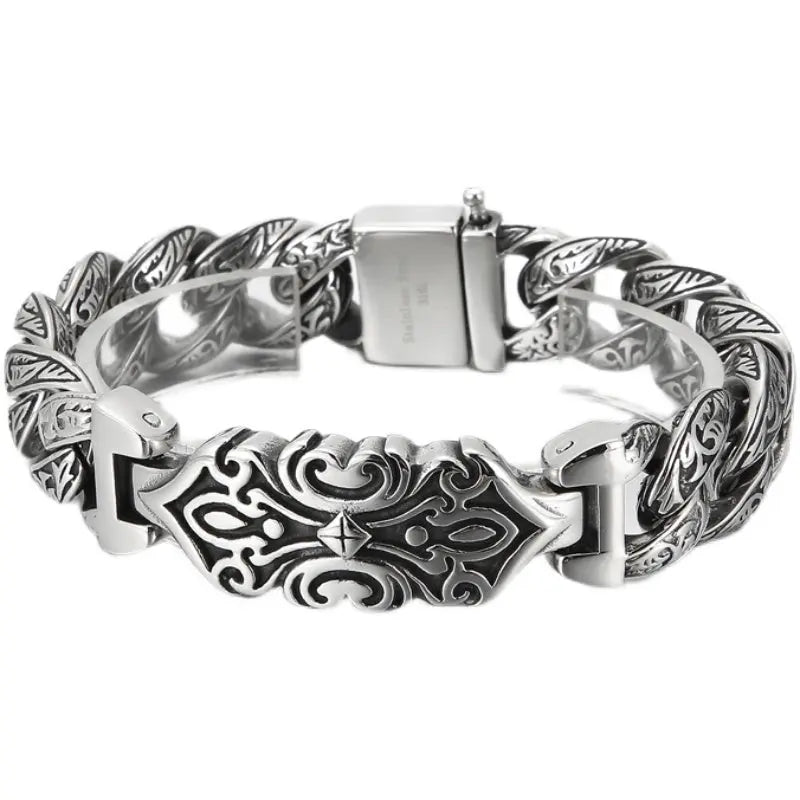 Totem Style Open Box Clasp Stainless Steel Bracelet