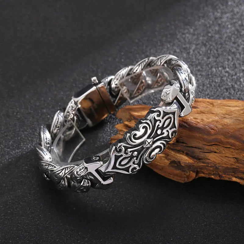 Totem Style Open Box Clasp Stainless Steel Bracelet