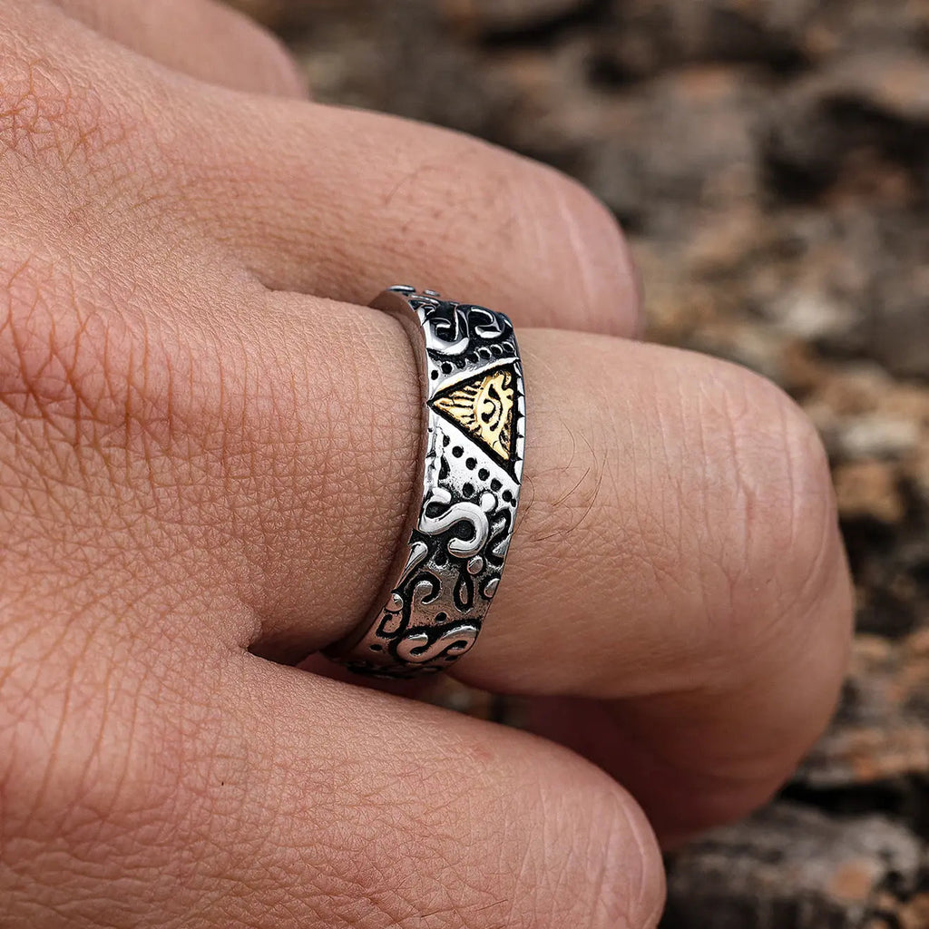 Triangle Eye Of Providence Stainless Steel Masonic Ring