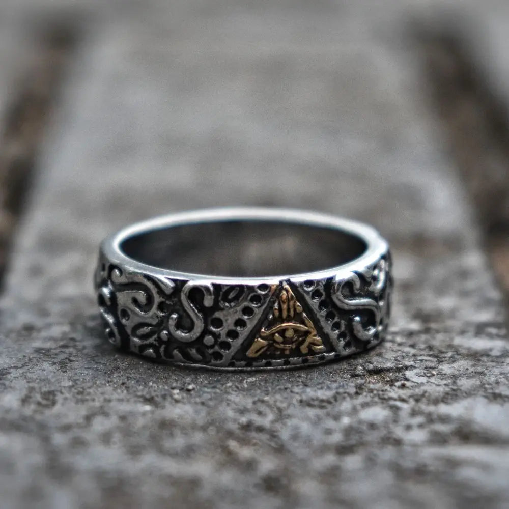 Triangle Eye Of Providence Stainless Steel Masonic Ring