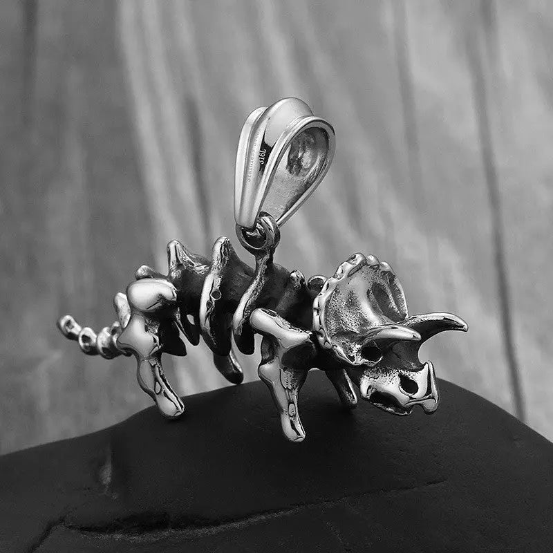 Triceratops Dinosaur Stainless Steel Pendant