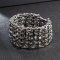 Triple Row Skull Stainless Steel Bracelet