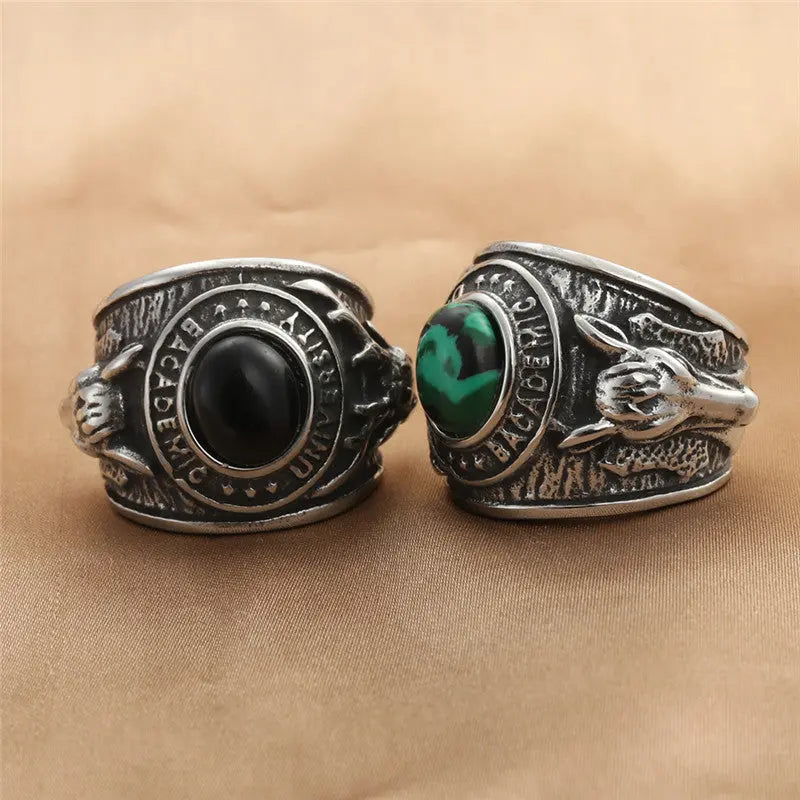 Turquoise-Obsidian Nordic Elk Ring