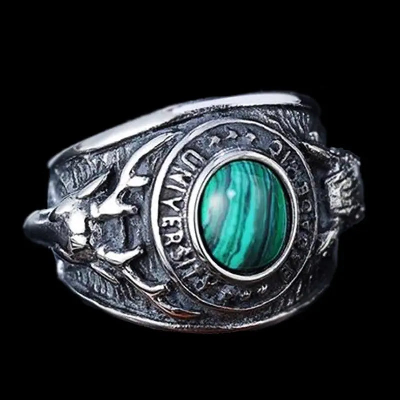 Turquoise-Obsidian Nordic Elk Ring