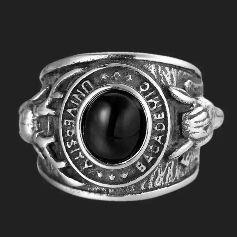 Turquoise-Obsidian Nordic Elk Ring