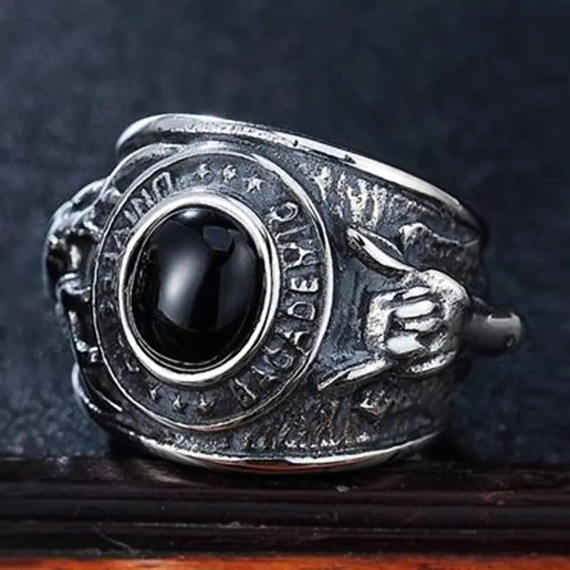 Turquoise-Obsidian Nordic Elk Ring