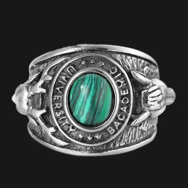 Turquoise-Obsidian Nordic Elk Ring