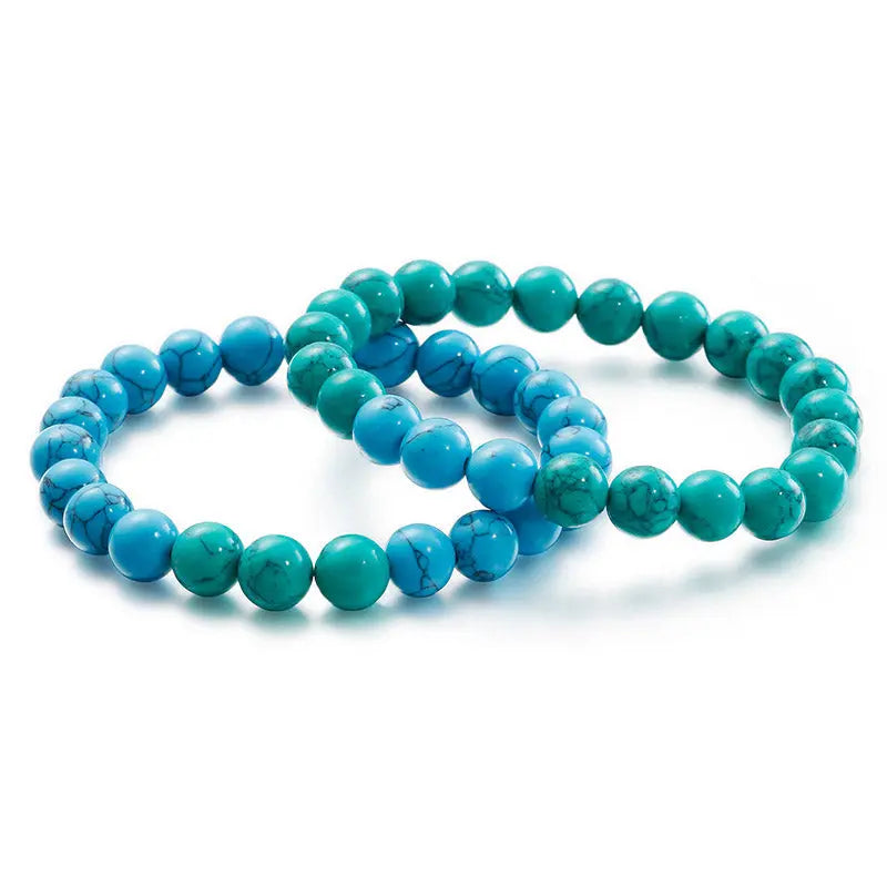 Turquoise Round Bead Stretchable Bracelet
