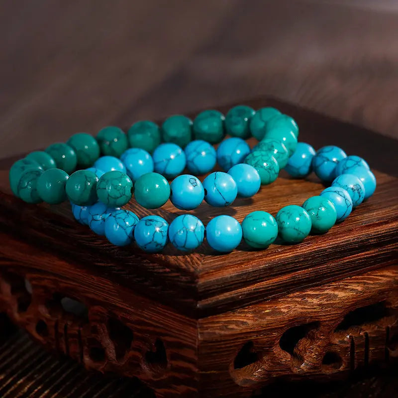 Turquoise Round Bead Stretchable Bracelet