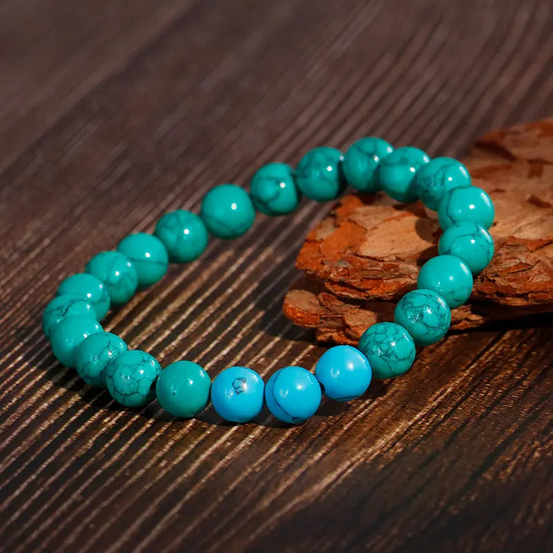 Turquoise Round Bead Stretchable Bracelet