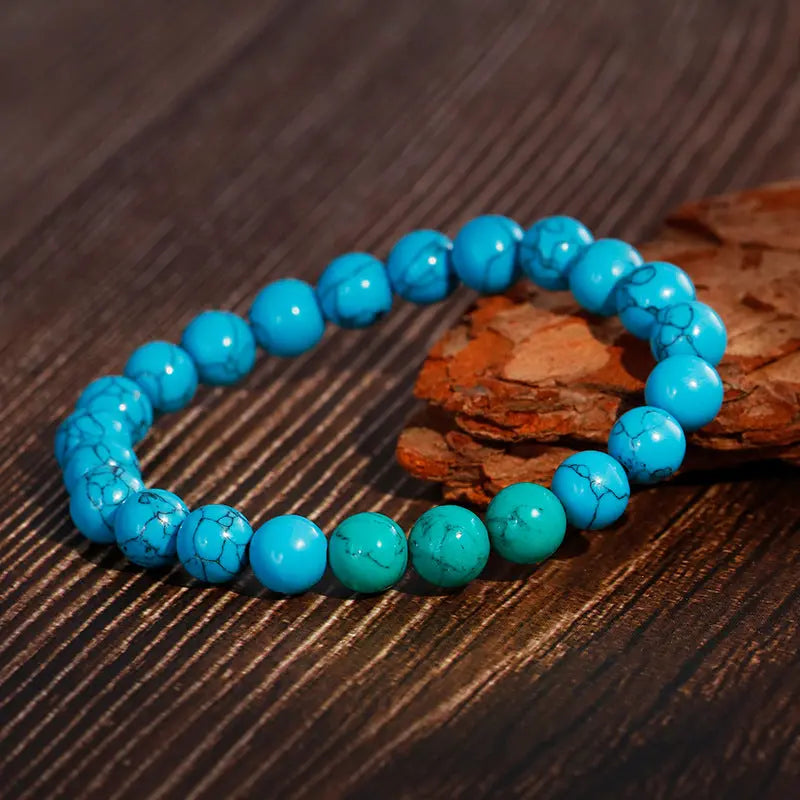 Turquoise Round Bead Stretchable Bracelet