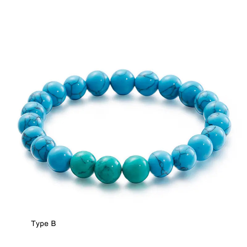 Turquoise Round Bead Stretchable Bracelet