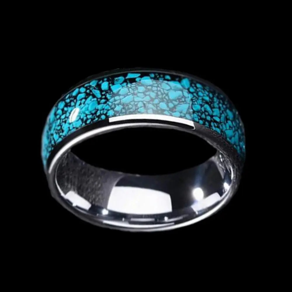 Turquoise Star Stainless Steel Ring
