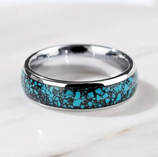 Turquoise Star Stainless Steel Ring