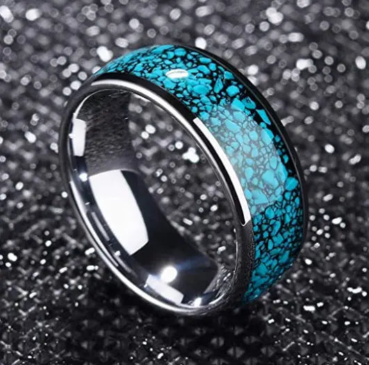 Turquoise Star Stainless Steel Ring