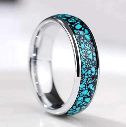Turquoise Star Stainless Steel Ring