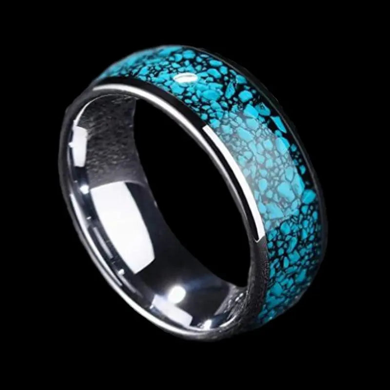 Turquoise Star Stainless Steel Ring