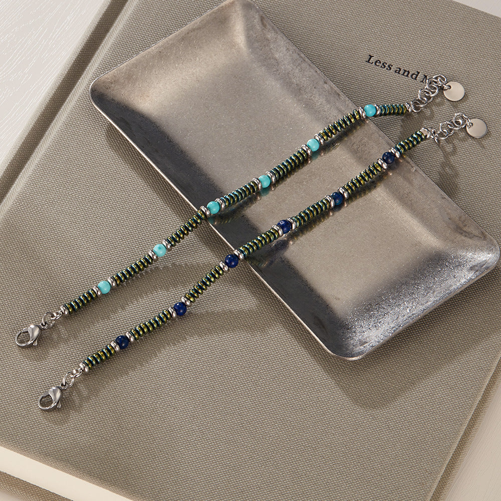 Turquoise and Lapis Lazuli Beaded Bracelet