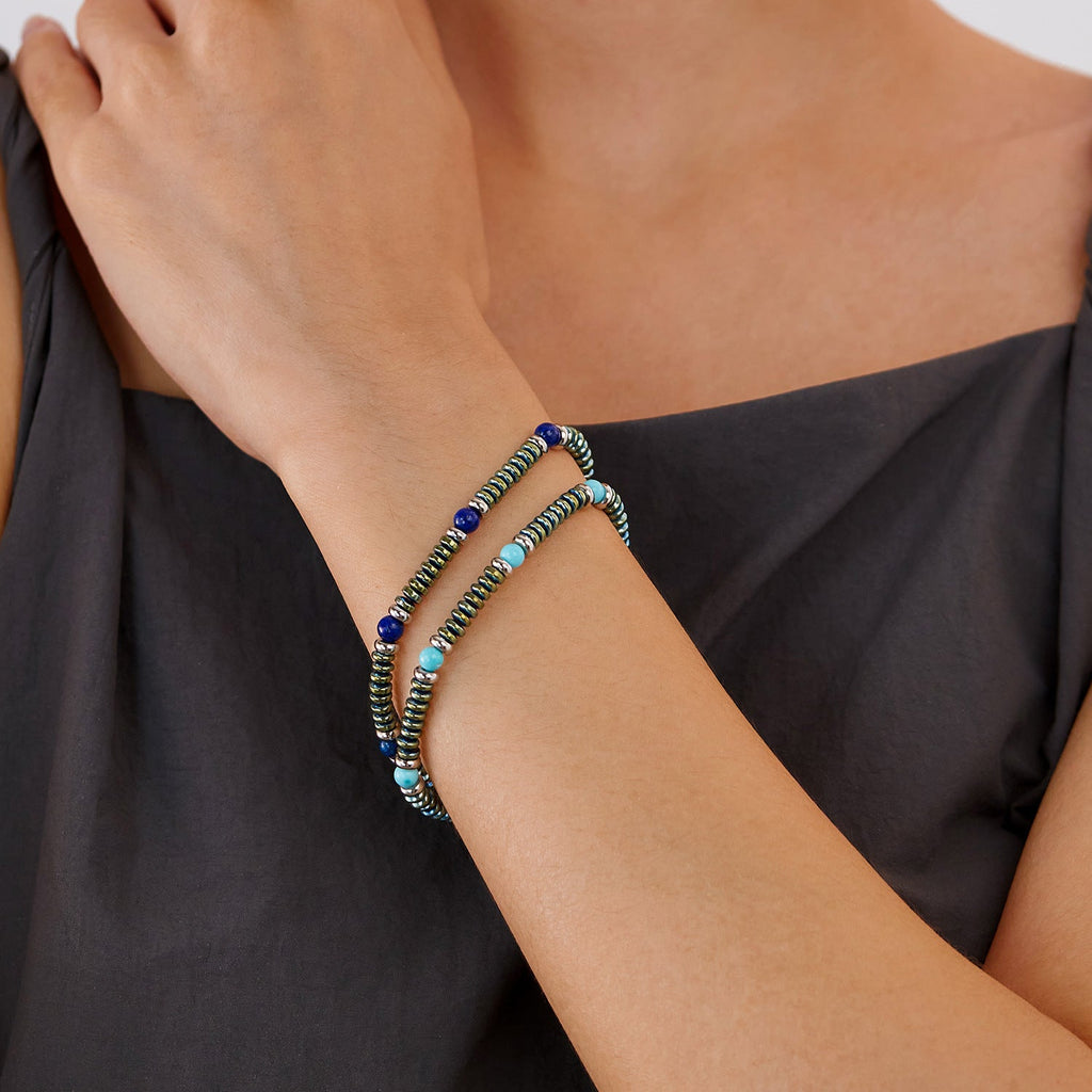 Turquoise and Lapis Lazuli Beaded Bracelet