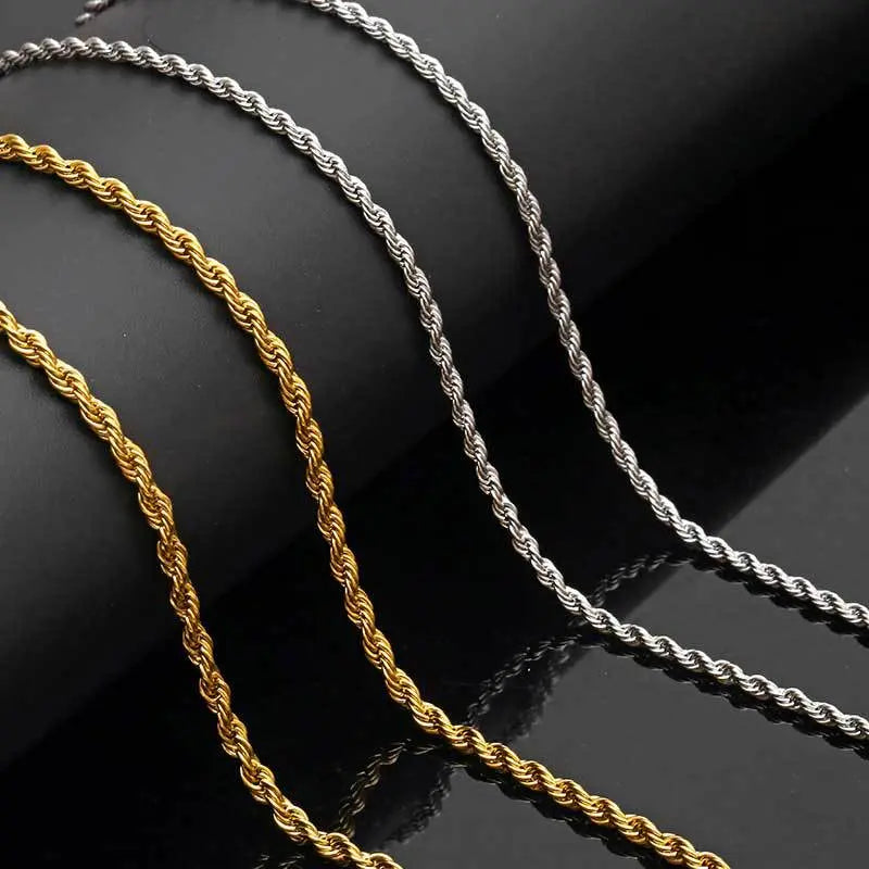 Twisted Stainless Steel Rope Chain-Black