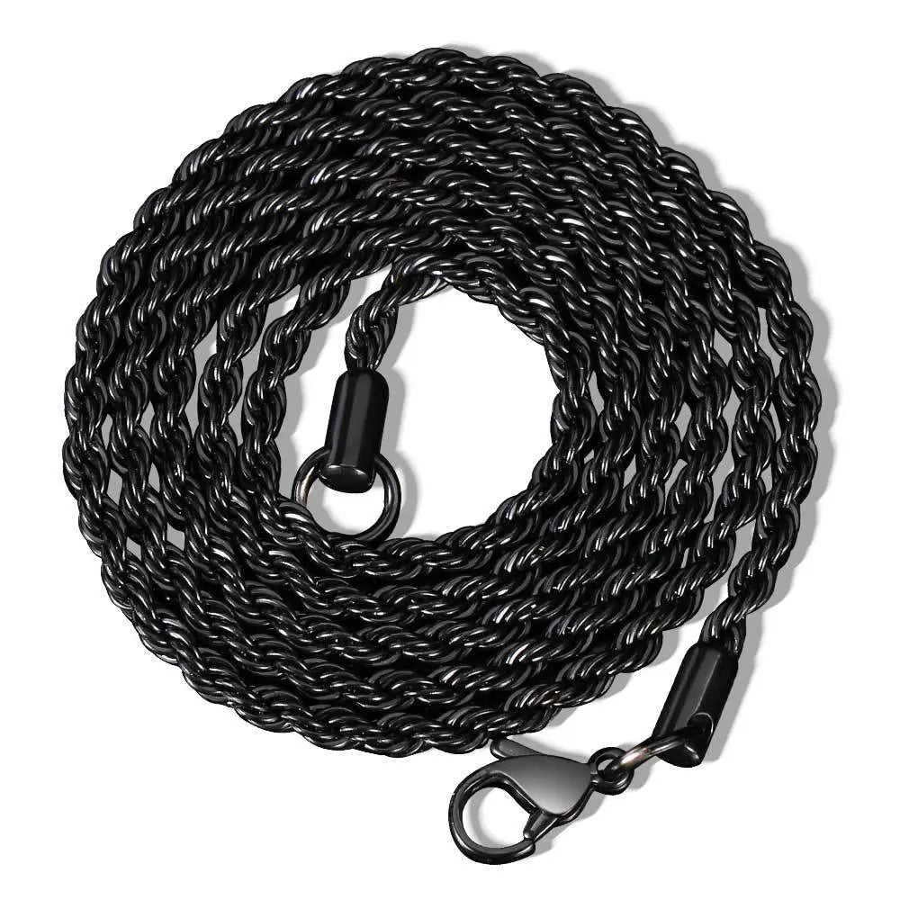 Twisted Stainless Steel Rope Chain-Black