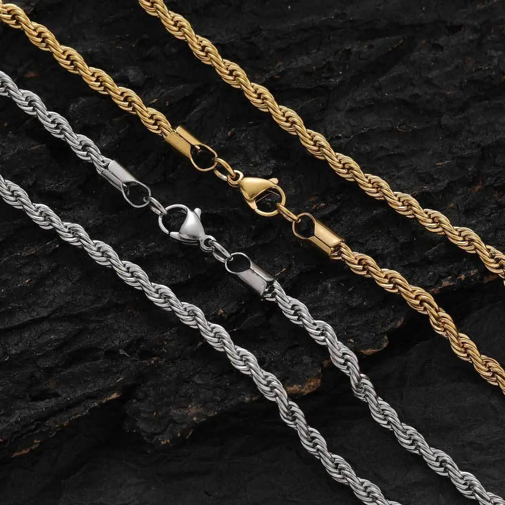 Twisted Stainless Steel Rope Chain-Black